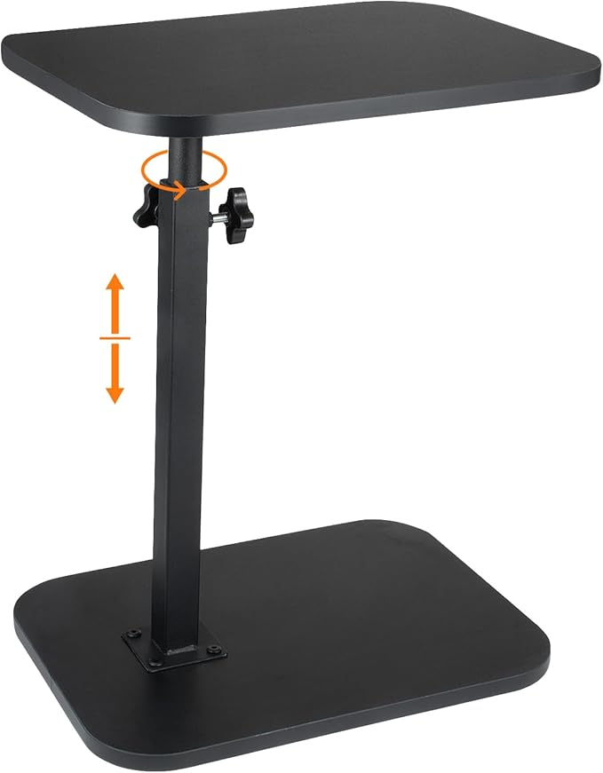 C Shaped End Table for Couch Sofa, 360° Swivel Height Adjustable TV Tray for Small Spaces,Livingroom Bedroom College Dorm Hospital (Black)