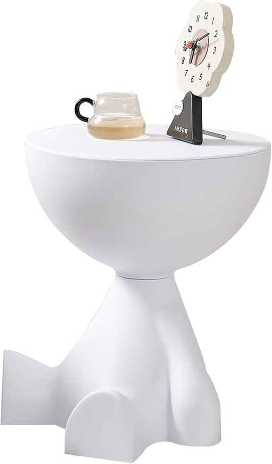 Mini Circle Side Table, Small Modern Bowl-Shaped Coffee Table, Sofa End Table Nightstand, Modern Bedside Home Decor for Living Room, Bedroom，Living Room (Large White)