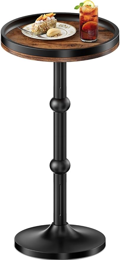 Small Round Side Table, Coffee Drink Table for Small Spaces, Modern Night Stand with Metal Leg, Weighted Iron Base Pedestal Round End Tables for Living Room, Bedroom, Narrow Corners,Sofa Couch