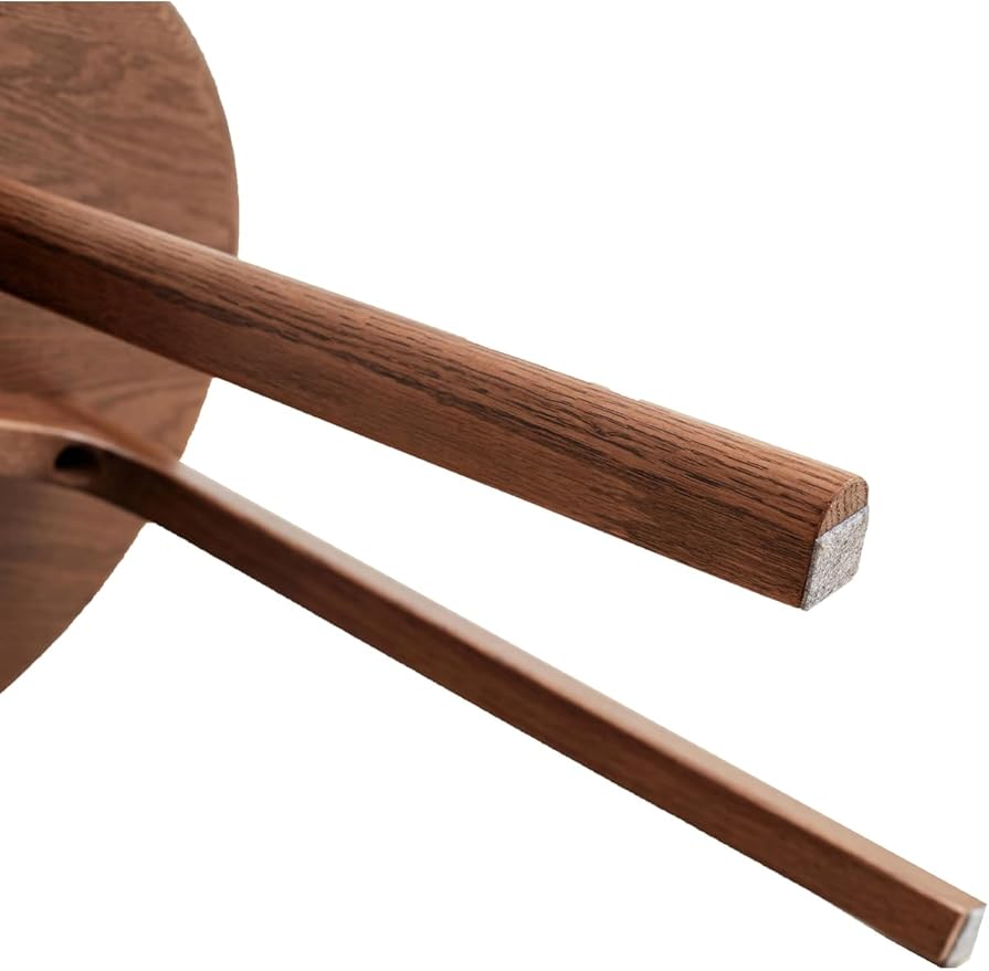 Walnut Round Side Table,Solid Wood End Table - FAS-Grade North American Oak,3-Leg Walnut Accent Side Table for Living Room, Bedroom & Office