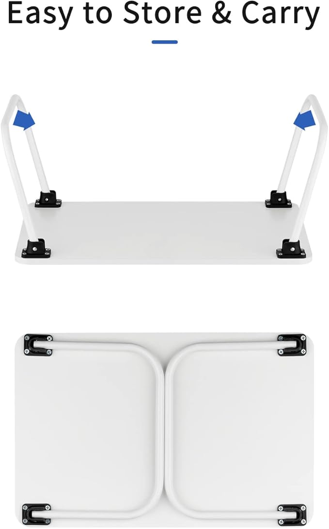 Folding Lap Desk, Ruxury Laptop Stand Bed Desk Table Tray, Breakfast Serving Tray, Portable & Lightweight Mini Table for Sofa Couch Floor - White