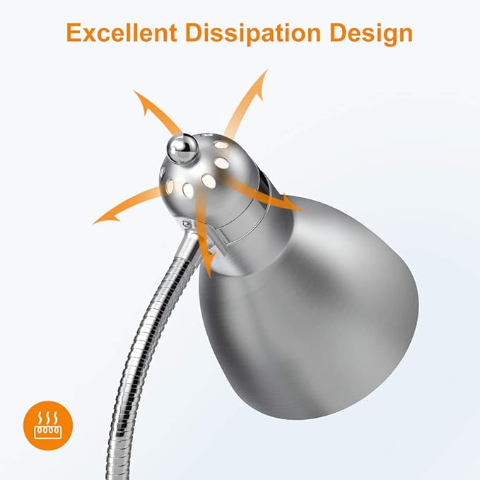 LEPOWER Floor Lamp, Metal Standing Lamp with Adjustable Gooseneck, Heavy Metal Base, Reading Pole Lamp for Office, Silver Floor Lamps for Bedroom, Living Room