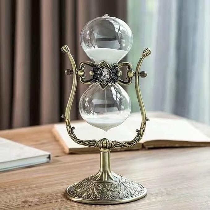 Hourglass Timer, 15 Minutes Hourglass Timer,Hourglass Desk Decor，Embossed Golden Hourglass Timer,Used for Vintage Home Decoration, Office Decoration, Kitchen Wedding Gifts (C)