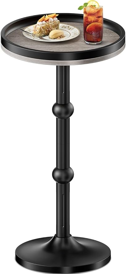 Small Round Side Table, Coffee Drink Table for Small Spaces, Modern Night Stand with Metal Leg, Weighted Iron Base Pedestal Round End Tables for Living Room, Bedroom, Narrow Corners,Sofa Couch