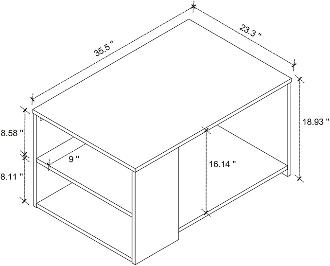 2-Tier Ideal Coffee Table - Compact Small Living Room Table with Storage