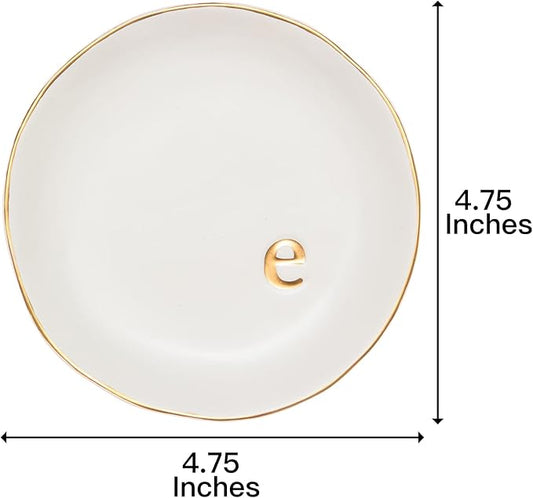 COLLECTIVE HOME - Ceramic Jewelry Tray, Decorative Trinket Dish for Rings Earrings Necklaces Bracelet Watch Keys, Birthday Mother's Day Christmas Gift for Women, 4.75", White Surface (E)