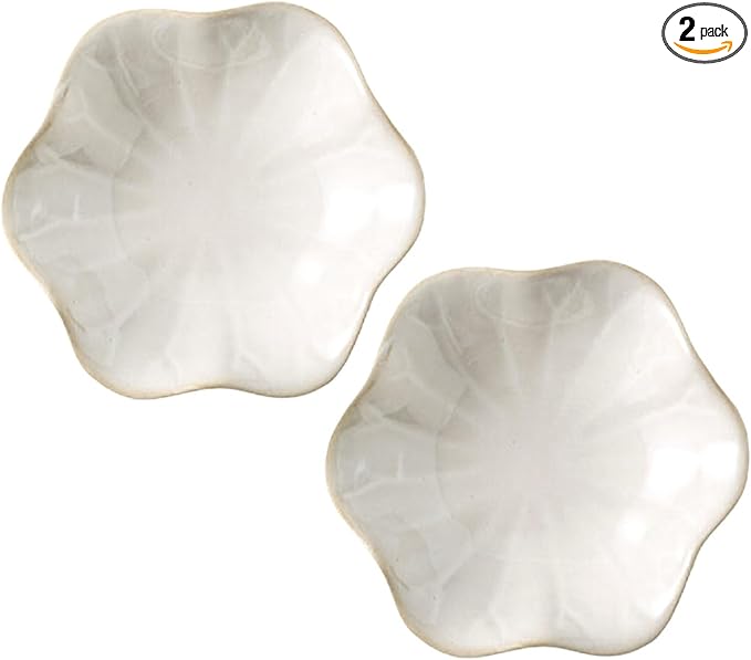 2Pcs Ceramic Jewelry Dish, Lotus Leaf Shape Ring Holder Necklace Dish, Small Key Ring Dish, Suitable for Mother Friend Sister, Gifts for Women, Home Decor Trinket Tray (White)
