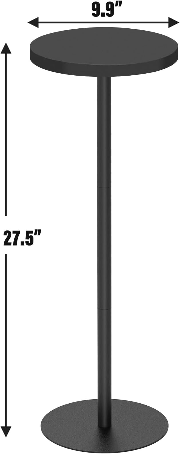 TUTOTAK Tall Round Side Table, Small End Table, Beside Table, Drink Table, Pedestal Side Table, livingroom, Black TB01BK065