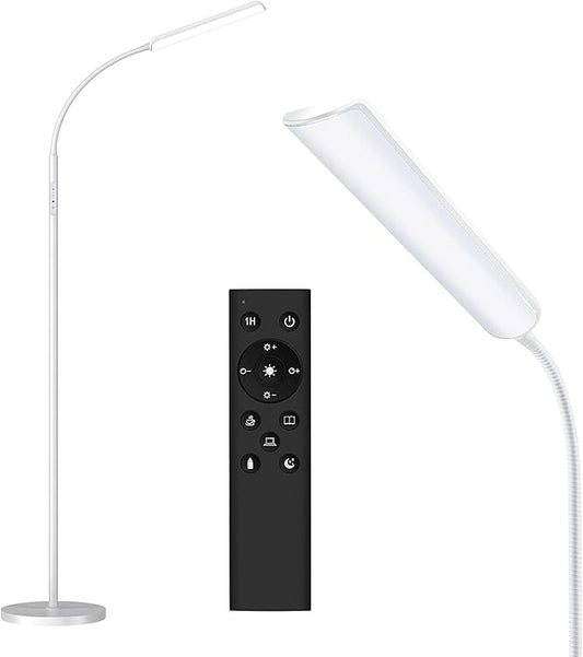 Dimunt Floor Lamp, Bright 15W Floor Lamps for Living Room with 1H Timer, Dimmable LED Floor Lamp 3000K-6000K & Tall Standing Lamp with Remote & Touch Control Reading Floor Lamps for Bedroom-White