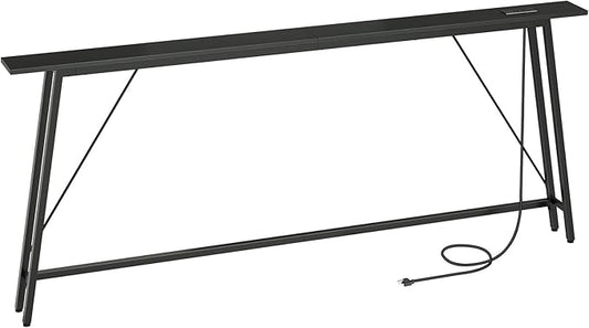 78.7" Couch Table Behind Sofa, Narrow Console Table with Outlet, Skinny Sofa Tables Narrow Long, Long Entryway Tables for Hallway, Entryway, Living Room, Black CT205UBB