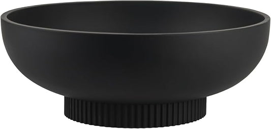 Large Resin Pedestal Decorative Bowl - Modern Handicraft Bowls for Home Decor - Fruit Bowl for Kitchen Counter - Key Bowl for Entryway Table,Matte Black