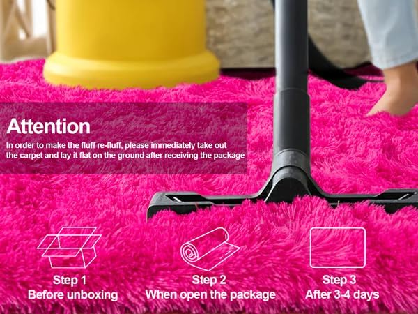 Fluffy Rug for Living Room,Furry Carpet for Teen,Shaggy Carpet for Nursery Room, Hot Pink Fuzzy Plush Rug for Dorm, Rectangle Shag Rug 9x12 Feet