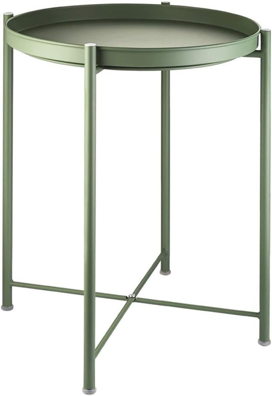 EKNITEY Small Side End Table - Metal Side Table Waterproof Small Sofa Coffee Side Tables Bedroom Indoor Outdoor with Removable Tray for Living Room Bedroom Balcony and Office
