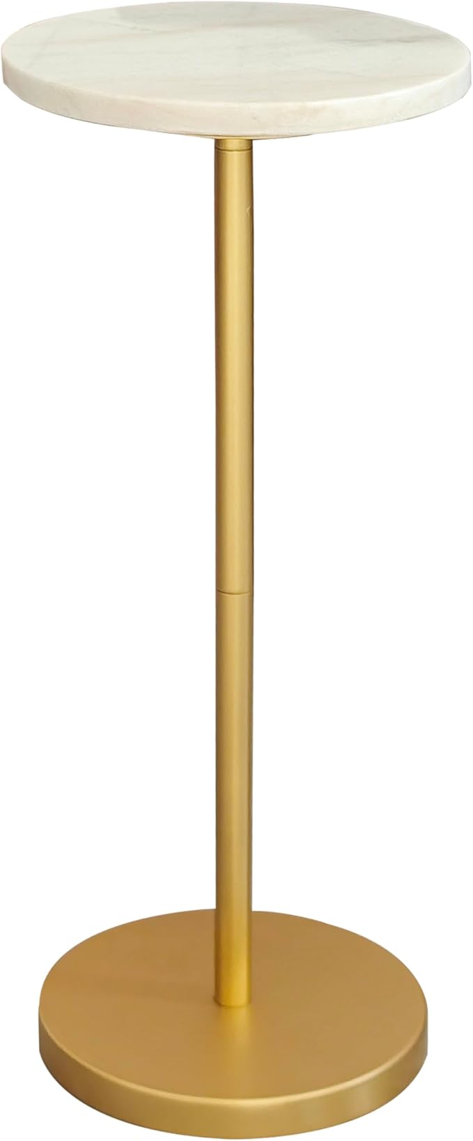 Nature Marble Drink Table, Pedestal Table, Small Round Side Table, Martini Table for Living Room, Bathroom, Small Space (White)