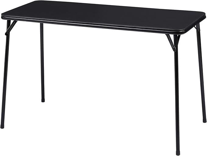 VECELO Folding Table Desk 47’’ with Collapsible Legs & Vinyl Upholstery, No Assembly Needed, Metal, Black