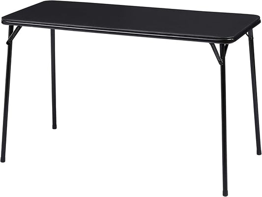 VECELO Folding Table Desk 47’’ with Collapsible Legs & Vinyl Upholstery, No Assembly Needed, Metal, Black