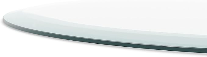 16 inch Round Glass Table Top - Clear Tempered Glass Surface Protector - Safe Beveled Edge - Coffee, Dining and End Table