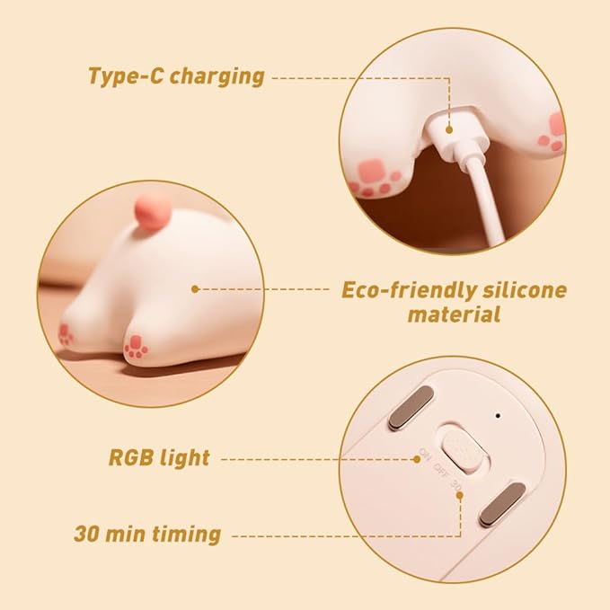 Bunny Night Light - 16 Color Kawaii Silicone Lamp, Rechargeable Dimmable Nursery Light, Soft Touch Rabbit Nightlight for Toddler Room, Baby Bedside Lamp for Girls and Boys