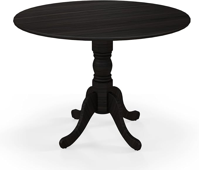 Giantex Round Dining Table, 39" D X 29" H, Rubber Wood Pedestal Table W/Round Tabletop & Curved Trestle Legs, 4-Person Dinner Table for Kitchen, Dining Room, Restaurant (Black)