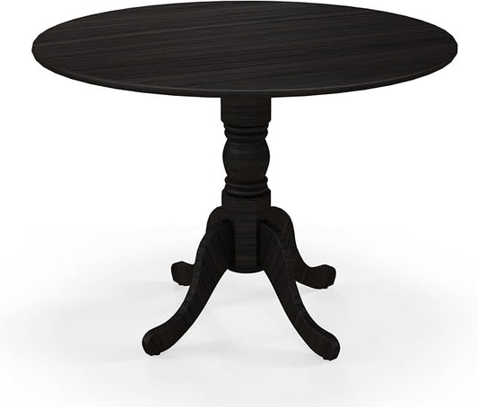 Giantex Round Dining Table, 39" D X 29" H, Rubber Wood Pedestal Table W/Round Tabletop & Curved Trestle Legs, 4-Person Dinner Table for Kitchen, Dining Room, Restaurant (Black)