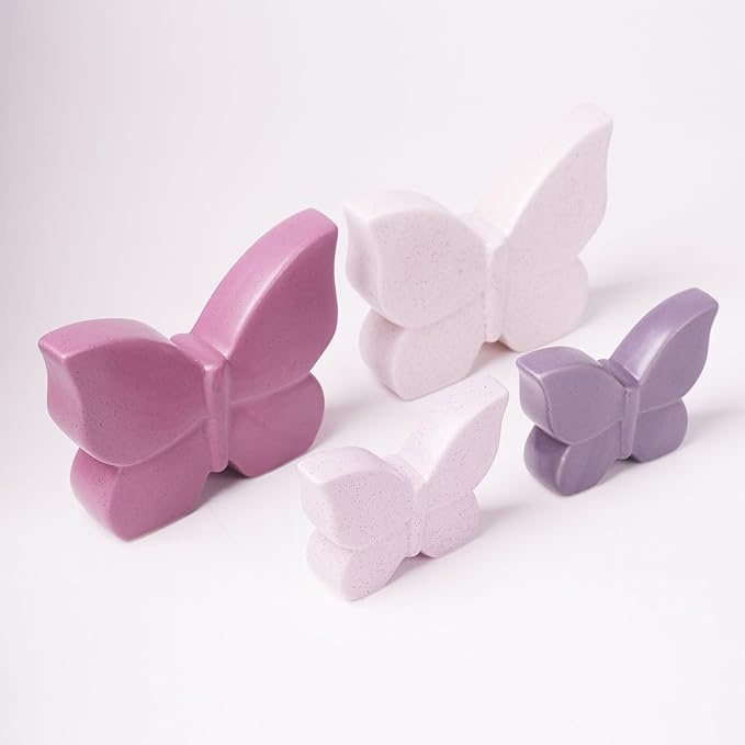 Butterfly Decor Statue Animal Figurine Gifts Modern Arts Ceramic Sculpture Cream 6.7 inch