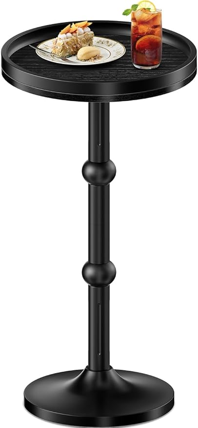 Small Round Side Table, Coffee Drink Table for Small Spaces, Modern Night Stand with Metal Leg, Weighted Iron Base Pedestal Round End Tables for Living Room, Bedroom, Narrow Corners,Sofa Couch