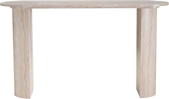 55.12" Faux Marble Pattern Entryway Table - Modern Narrow Console Table for Living Room and Hallway,Beige