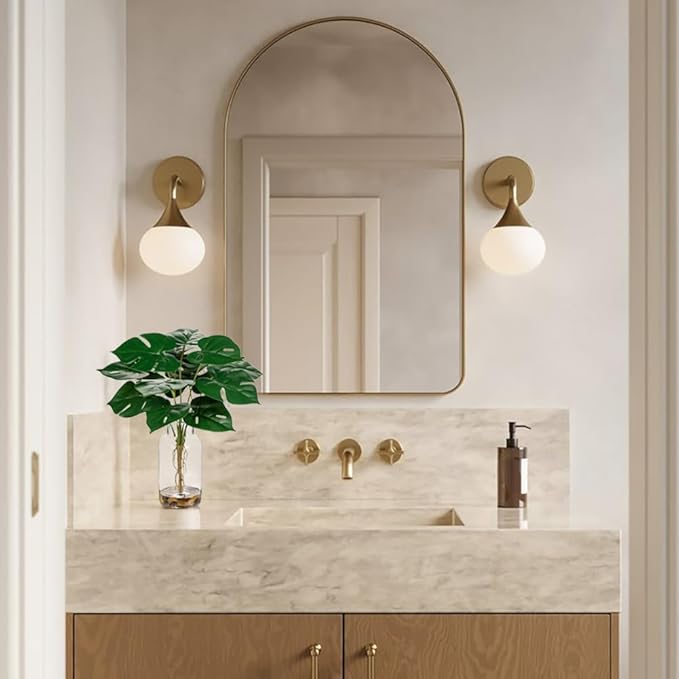 DILATATA Artificial Monstera Stems in Glass Vase with Faux Water and Real Stones 13" Fake Greenery Plant Monstera Leaves for Home Office Farmhouse Bathroom Bedroom Kitchen Table Centerpiece Decor