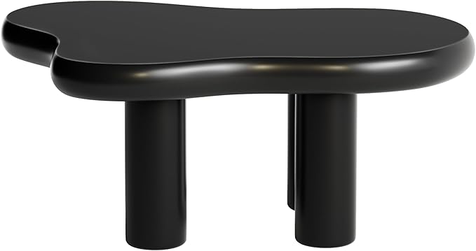 39.37" Cloud Coffee Table, Modern Coffee Table Small Coffee Table, 39.37 inch Wood Coffee Table Center Table, Cloud Shaped Accent Sofa Side Coffee Table for Living Room Apartment, Black