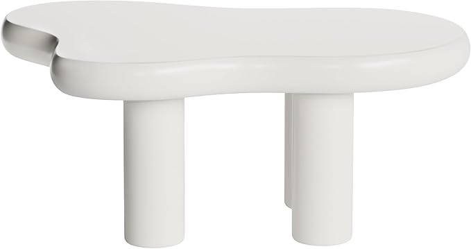 39.37" Cloud Coffee Table, Modern Coffee Table Small Coffee Table, 39.37 inch Wood Coffee Table Center Table, Cloud Shaped Accent Sofa Side Coffee Table for Living Room Apartment, Cream White