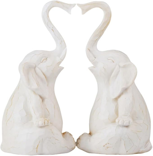 Loving Pair of Elephants - Handmade Elephant Statues - Symbolic Home Decor Figurines for Love, Luck, and Harmony - Ideal Gift for Wedding, Anniversary, Mother's Day