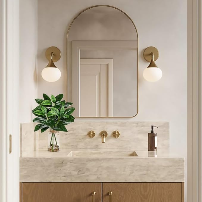 DILATATA Artificial Magnolia Stems in Glass Vase with Faux Water and Real Stones 15" Fake Greenery Plant Magnolia Leaves for Home Office Farmhouse Bathroom Bedroom Kitchen Table Centerpiece Decor