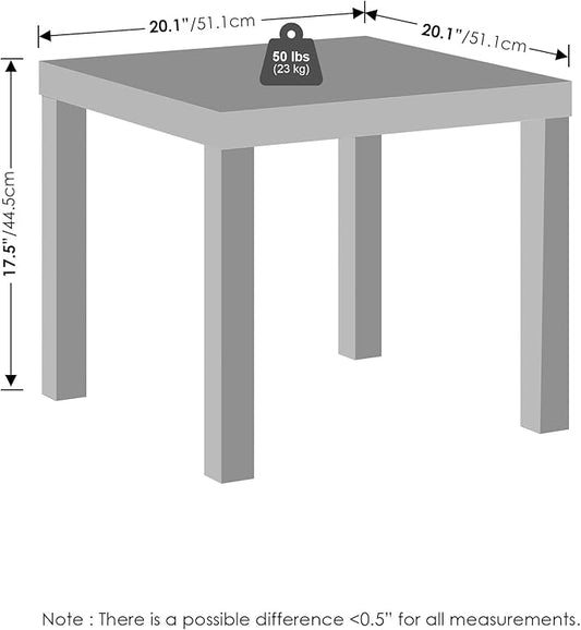 Furinno Classic Coffee Table, Square Modern Coffee Table with 1.8" Thick Tabletop, Side Table with 4 Legs, for Living Room, Bedroom, Home Office, White