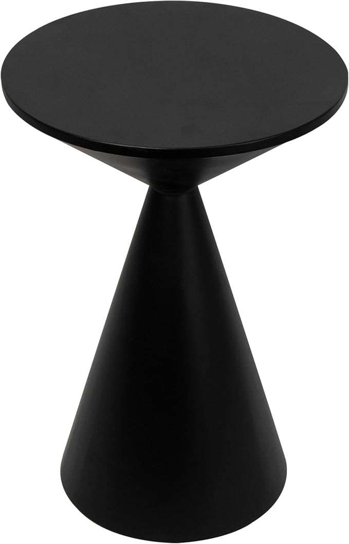 Small Drink Table, Round Martini Table, Drum End Table Side Table, Metal Accent Table,for Small Space Living Room, Bedroom, Black