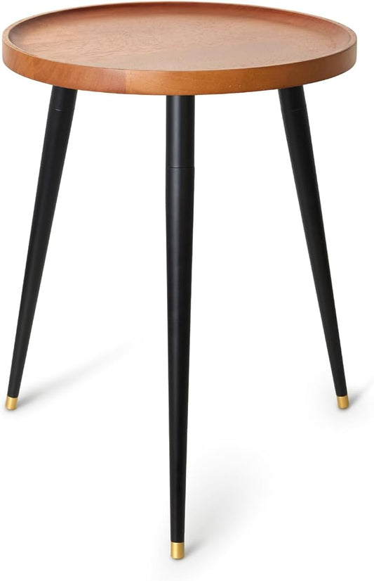 Plant Stand Indoor, Mid Century Wood Plant Table Plant Holder with Raised Design,Heavy Duty Metal Tall Flower Pot Stand, Modern Home Decor Small Round Side End Table(11.8"x16")