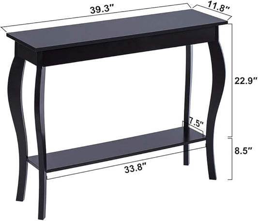 ChooChoo Narrow Console Table, Chic Accent Sofa Table, Entryway Table, 39.3 Inch, Black