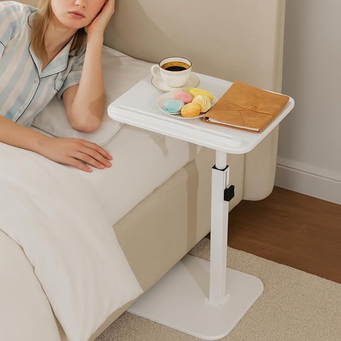 TV Tray Sofa Side Table - Multi-Purpose C Table Laptop Table Couch Dinner Tray Table with Swivel Top for Working Reading Eating, Fits Livingroom Bedroom, Gift for Home Family Mom Dad Friends