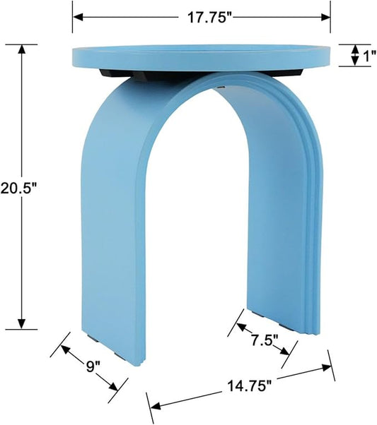 VESCASA 17.75" W Round Sofa Side Table, Modern Nightstand with Arched Wooden Legs, Small Accent End Table for Living Room, Bedroom, Baby Blue