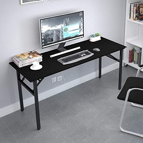Need Home Office Desk - 62 Inches Large Computer Desk Sturdy Black Table Foldable Desk Gaming Computer Table No Assembly Required AC5CB 62inch