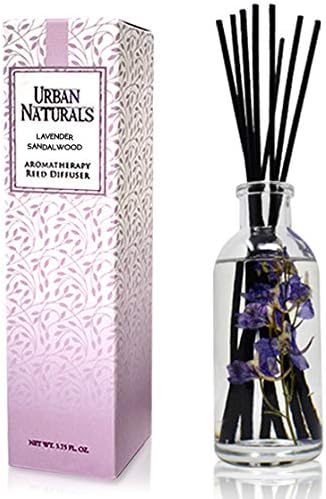 Urban Naturals Lavender Sandalwood Essential Oil Reed Diffuser Set with Natural Bamboo Reeds Sticks | Aromatic Lavender, Golden Amber & Woods | Vegan. Made in The USA