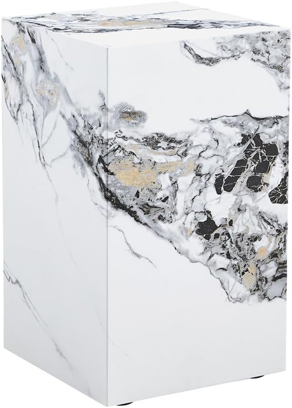 End Table, Side Table Living Room Table, Faux Marble Sofa Couch White Bedside Nightstand for Small Space