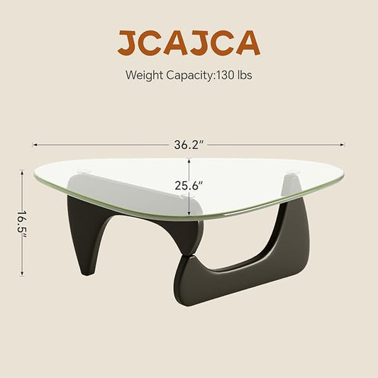 Coffee Table for Living Room Mid Century Modern Center Table with Glass Top, Black Transparent