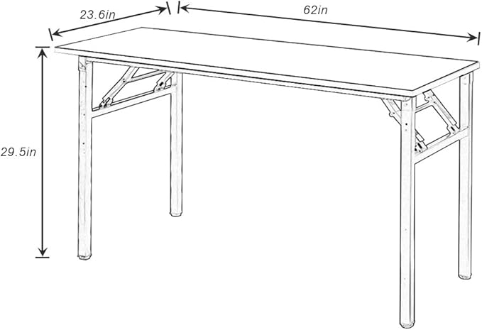 Need Home Office Desk - 62 Inches Large Computer Desk Sturdy Black Table Foldable Desk Gaming Computer Table No Assembly Required Teak&White AC5BW(157.5 * 60)