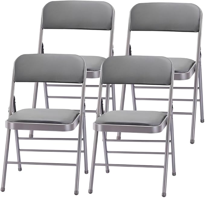 Amazing for less Pack of 4 (Fabric/Vinyl) Steel Frame Metal Foam Padded Folding Chairs (Black, Gray, White)