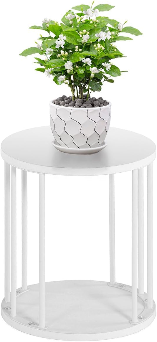 Plant Stand Indoor,small plant stool,Flower Pot Corner stand holder,Mid Century Heavy Duty Metal Tall Home Decor,Modern Round End Table,Small Rustic Display Stand for Living Room,Bedroom(White,14In)