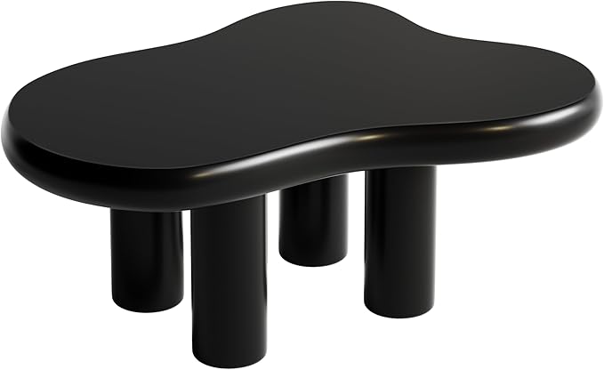 39.37" Cloud Coffee Table, Modern Coffee Table Small Coffee Table, 39.37 inch Wood Coffee Table Center Table, Cloud Shaped Accent Sofa Side Coffee Table for Living Room Apartment, Black