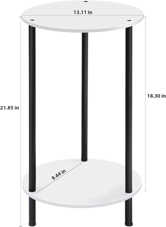 SEHERTIWY Round Side Table for Living Room, White End Tables Living Room Set of 2, Accent Table for Small Spaces, Round Nightstand for Bedrooms