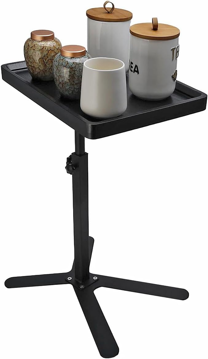 Simcat Adjustable Height Side Table TV Tray, C Shaped End Table, Couch Tables for Living Room, Bedroom, Corners and Office(Black)