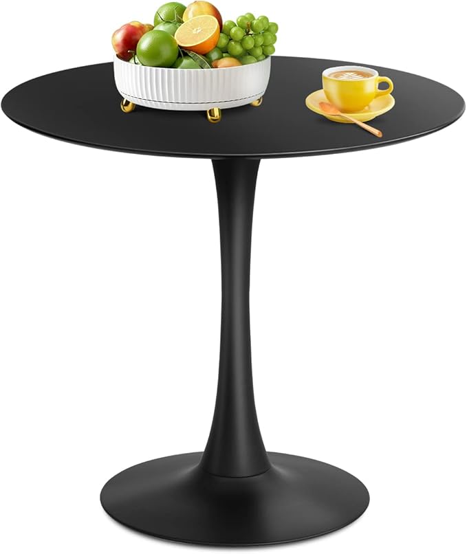 Black Round Dining Table for 31.5 inch,Mid Century Modern Small Tulip Table with Metal Pedestal Base for Living Room Kitchen Dining Room (Black)