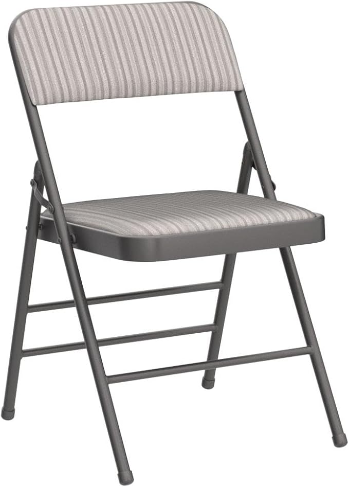Amazing for less Pack of 2 (Fabric/Vinyl) Steel Frame Metal Foam Padded Folding Chairs (Black, Gray, White) (2-Pack - Fabric White)